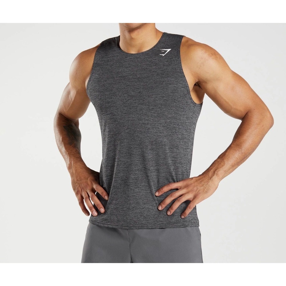 Gymshark Mens Arrival Sleeveless T-Shirt Charcoal Grey Marl Size S